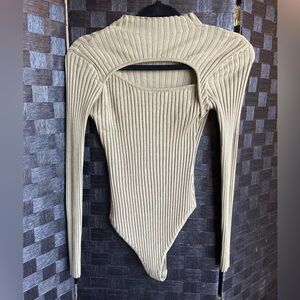 Fashion Nova Ribbed Sage Bodysuit